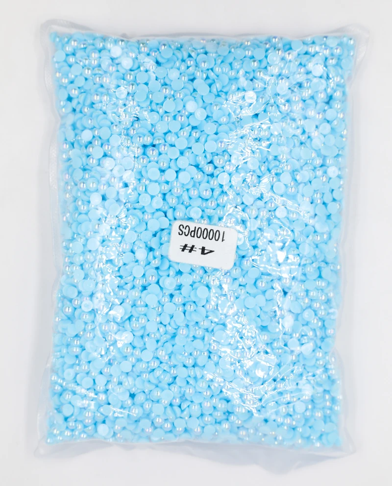 

2~12mm Jelly Aquamarine AB Flat back ABS round Half Pearl beads, imitation plastic half pearl beads