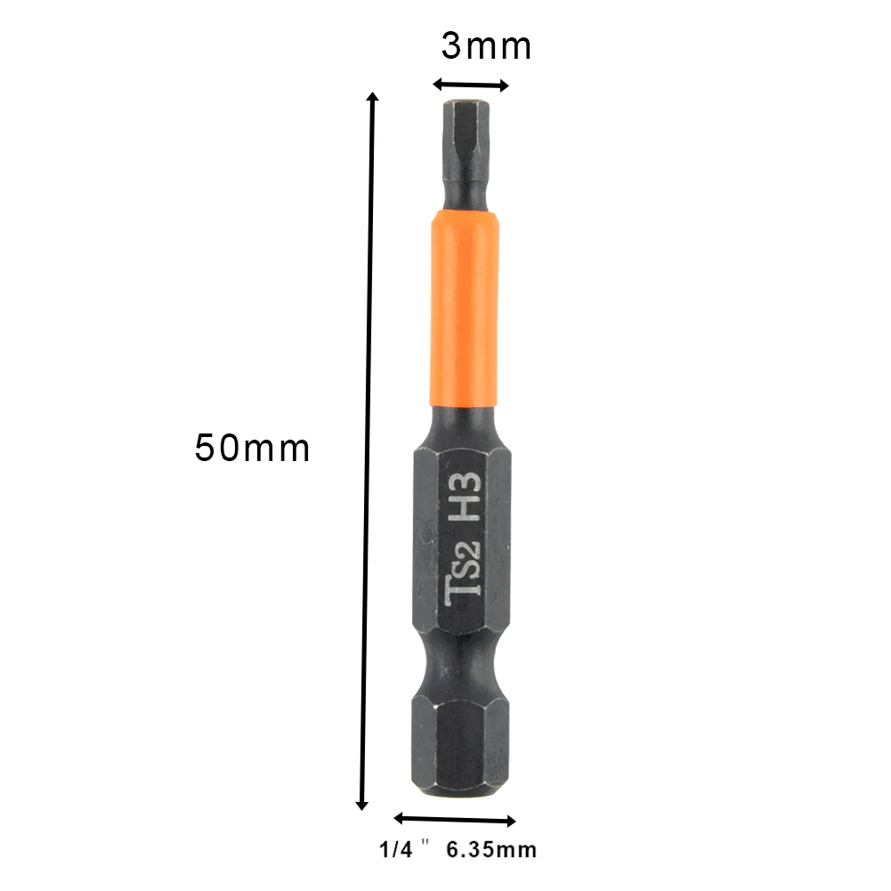 1 4 pulgadas Hex 50mm 1,96 pulgadas negro naranja H1.5-H6 cambio rápido vástago hexagonal destornillador Bit taladro eléctrico magnético