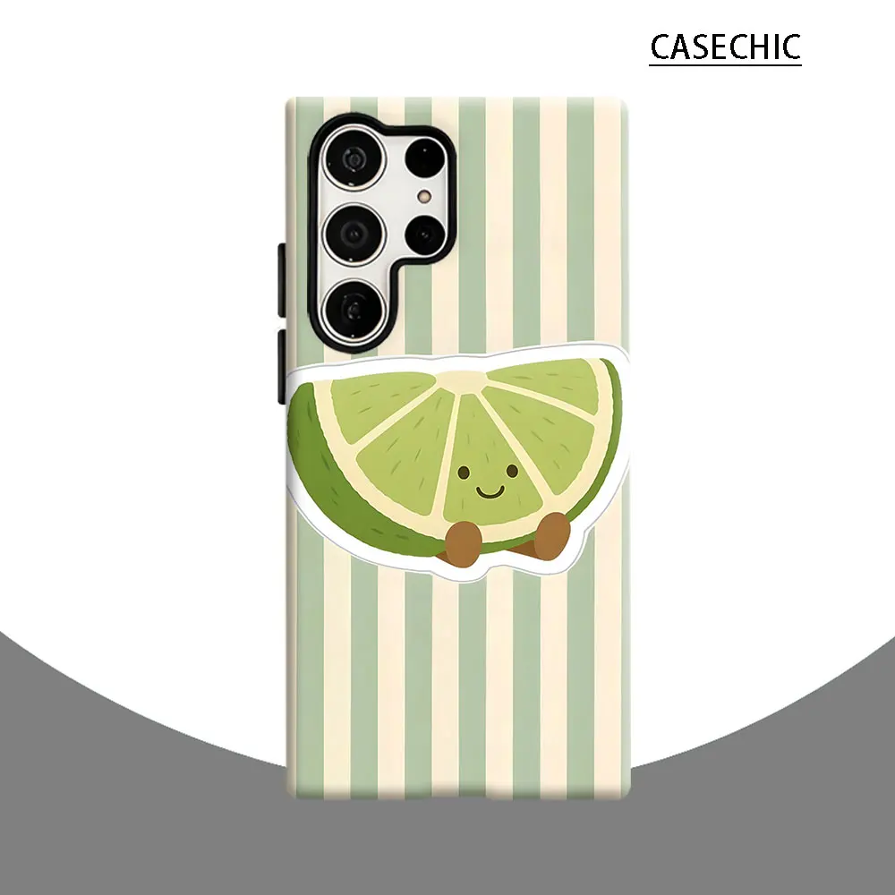 Cute Lime Slice Phone Case for Samsung Galaxy S26 S25 Ultra S24 S23 Ultra Plus Shockproof Double layer tough Back Cover