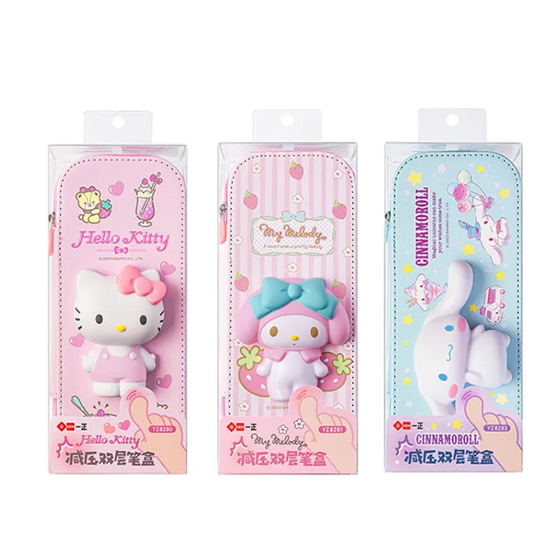 Sanrio pu grande capacidade lápis caso kawaii hellokitty cinnamoroll melodia escola lápis saco bolsa caneta caso suprimentos papelaria