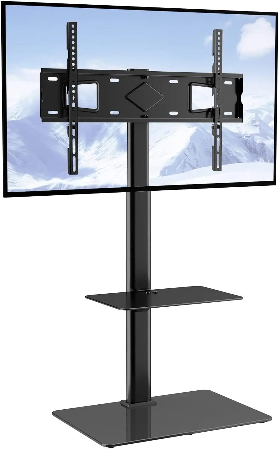 

TV Stand Mount, Swivel Tall TV Stand for 32 to 65 inch TVs, Height Adjustable Portable Floor TV Stand with Tempered