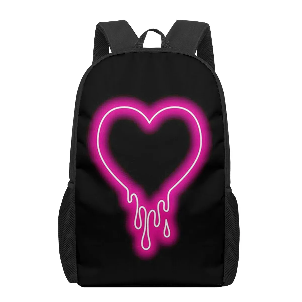 Love Heart Colourful School Bags 3D Print Kids Backpacks Kids School Bags Black Bookbag for Teenage Girls Boys Children Book Bag