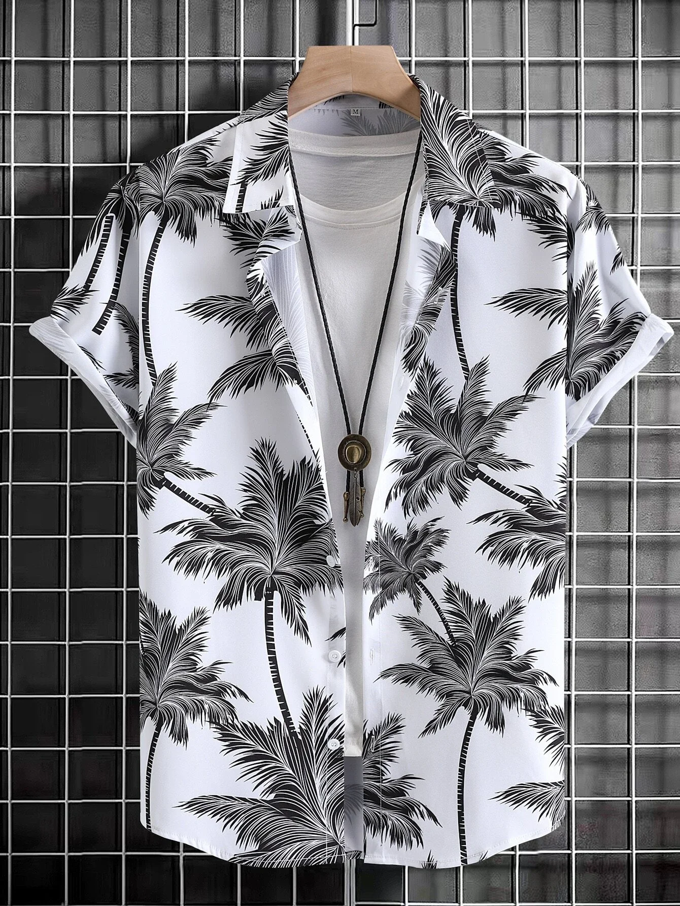 Hawaiian Fashionable Lapel Shirts For Men And Women Tropical Plant Print Short Sleeve Button-Down Shirts Seaside Tops