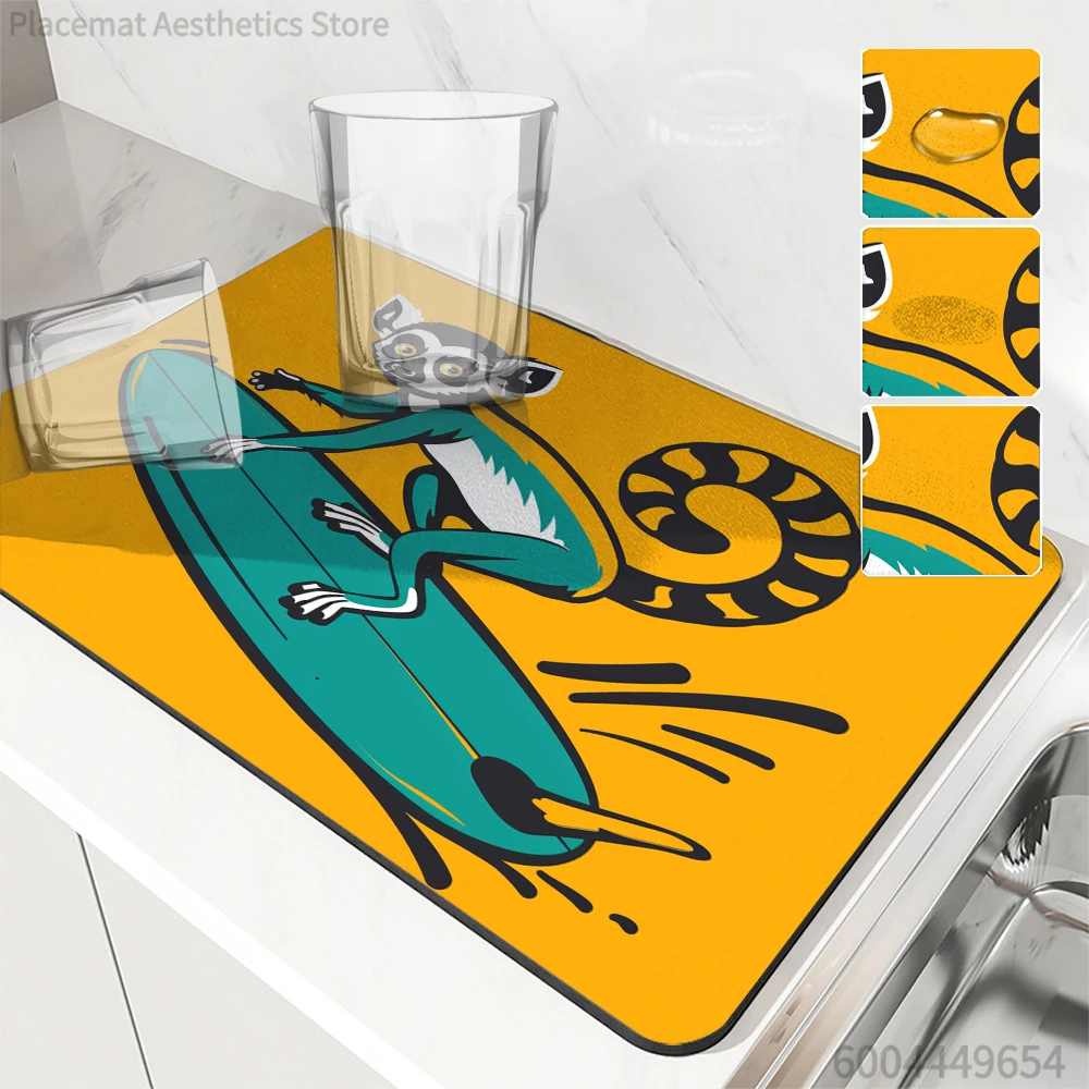 

Absorbent Tableware Dish Drying Mats Abstract Desk Drain Pad Heat Resistant Counter Mat Non-slip Draining Placemat Kitchen