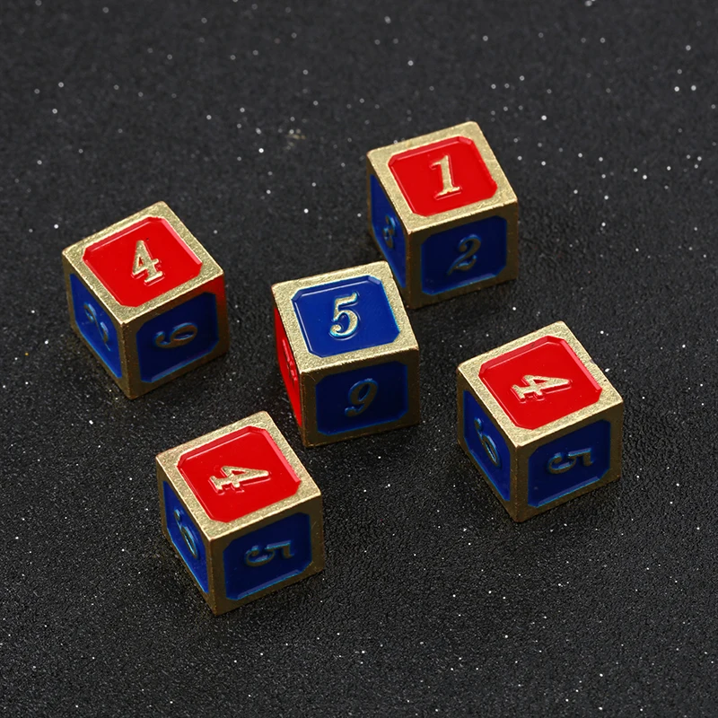 カラフルな金属板,5ピース/セット,数字,楽しいゲーム,6面,テーブルゲーム用アクセサリー,13mm