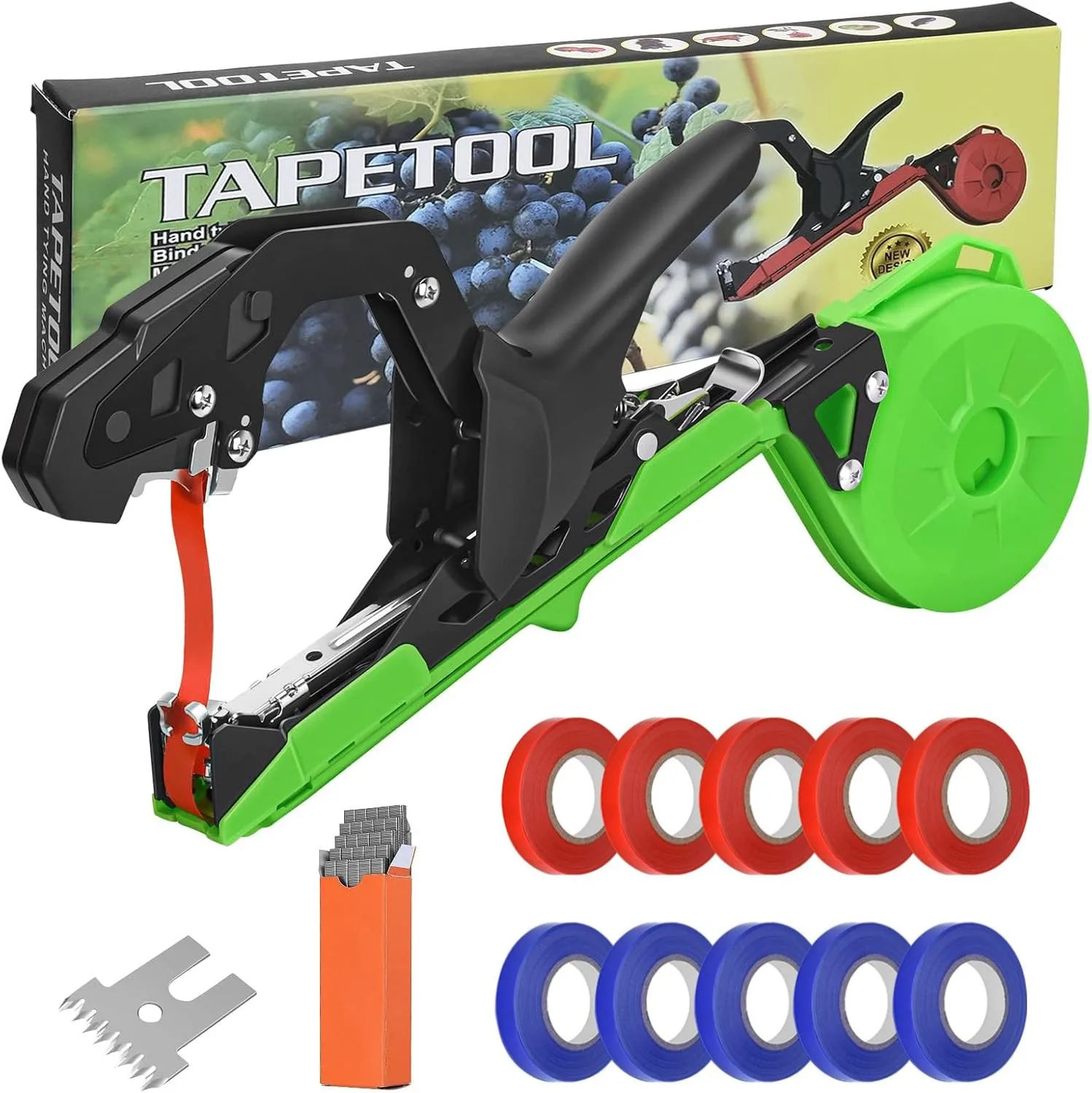 

Upgraded Plant Tie Machine with Staples and 10 Rolls of Tape, Lightweight Garden Tape Gun Tool Tapener for Grapes Vines