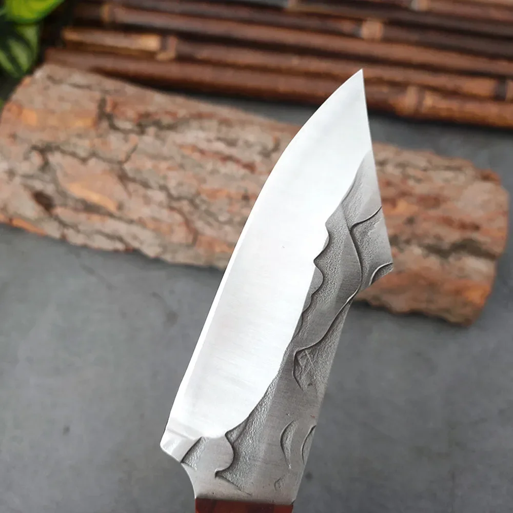 Full-Tang Meat Cleaver Knife Stainless Steel Kitchen Knife Fruit Butcher Boning Kitchen Chef Knife Sheath