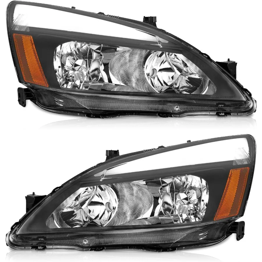 

Headlight Assembly for 20032007 Honda Accord OE Headlamp Replacement with Black Housing and Amber Reflector Compatible with Lef