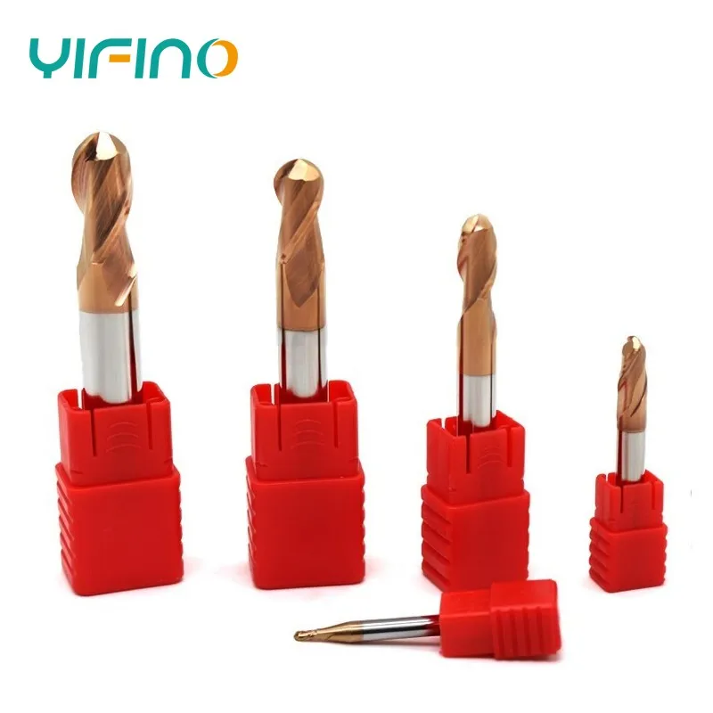 YIFINO เครื่องกัด HRC55 2-FLUTE, เครื่องกัดโลหะทังสเตนคาร์ไบด์หัวกลมสำหรับเครื่องจักรเครื่องจักรเครื่องจักร CNC