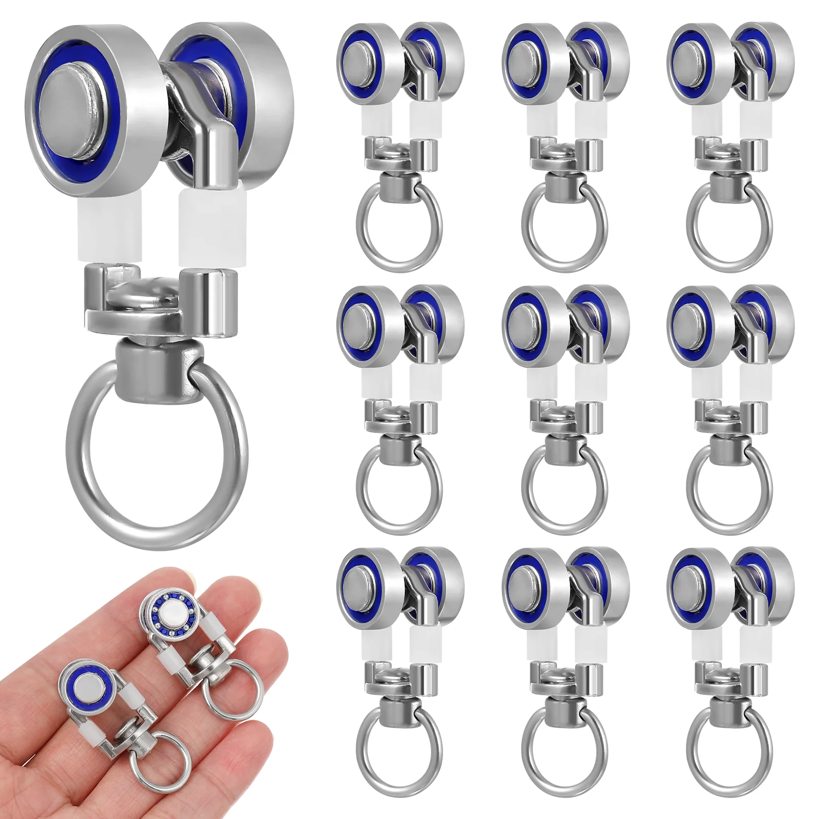 10 Pcs Curtain Accessories Hook Track Cabinet Door Sliding Wheel Glider Metal Rollers Pulley