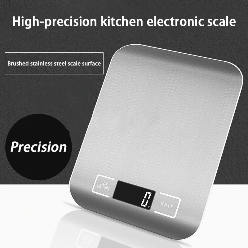 Digital Kitchen Scale High Precision LED Display Stainless Steel Panel Electronic Scale For Home Food Snack Weighing Baking Tool