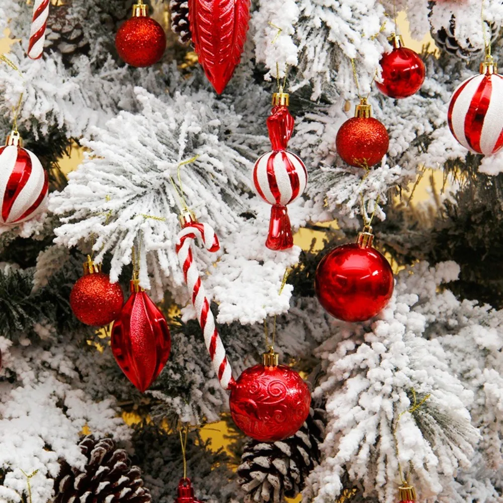

40PCS Electroplated Painted Christmas Tree Balls Ornaments Candy Cane Design Colored Christmas Tree Party Decoration