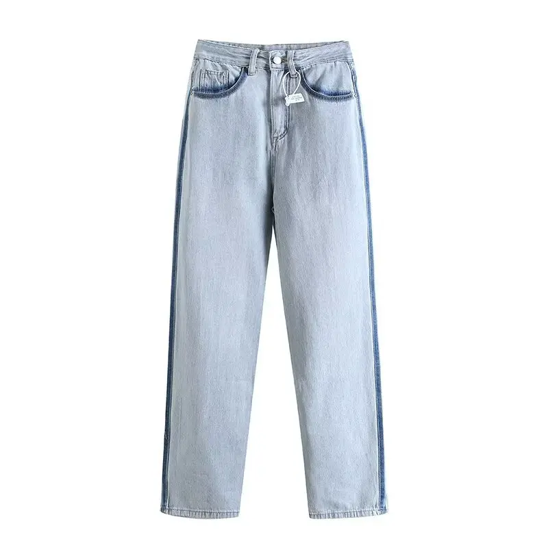 

Летние женские прямые джинсовые брюки контрастного цвета в европейском и американском стиле, оптовая продажа, экспорт G68903F