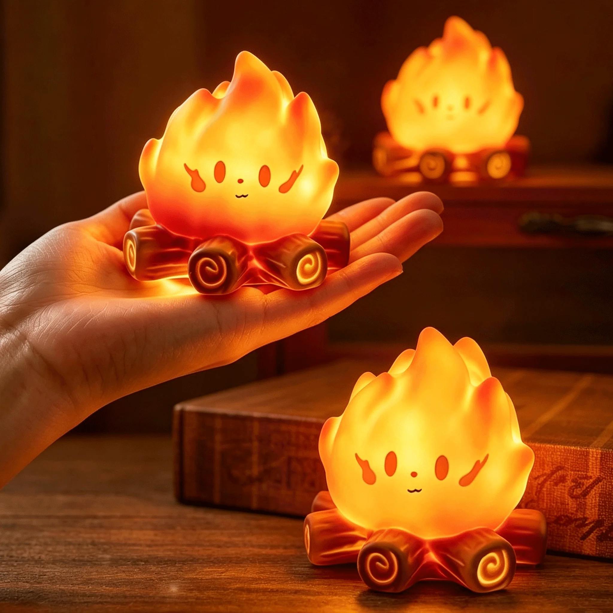 Mini Campfire LED Candle Night Light Festive Ambient Decor Lamp Perfect Party Favor Gift Desktop Ornament for Holiday Atmosphere