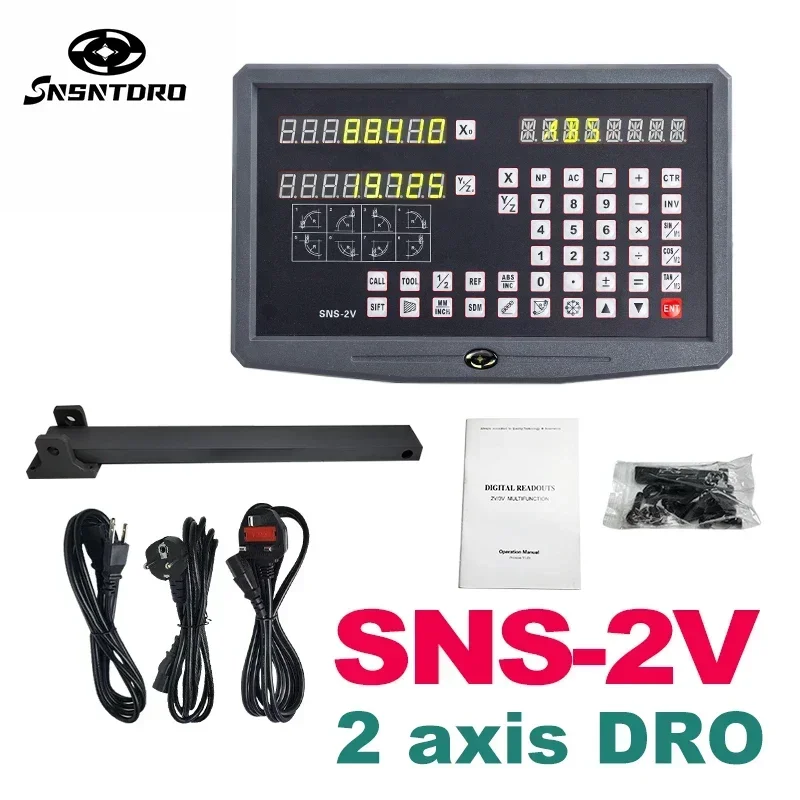 DRO Digital Readout SNS-2V 2 Axis AC110V/220V Display and 2 Pieces 0-1000mm 5/1um Linear Scale Encoder For Milling Lathe Machine