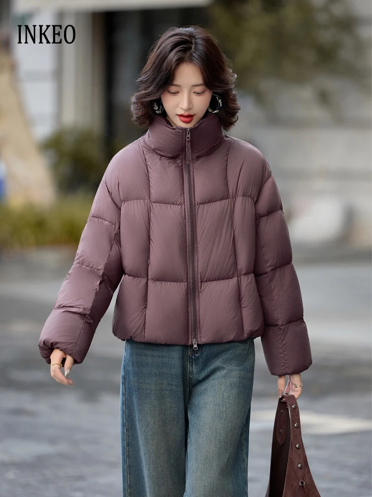 

Short puffer jacket for women Winter Oversize Luxury High-neck long sleeve down jacket warm Thick 2026 New outwear INKEO DJ627