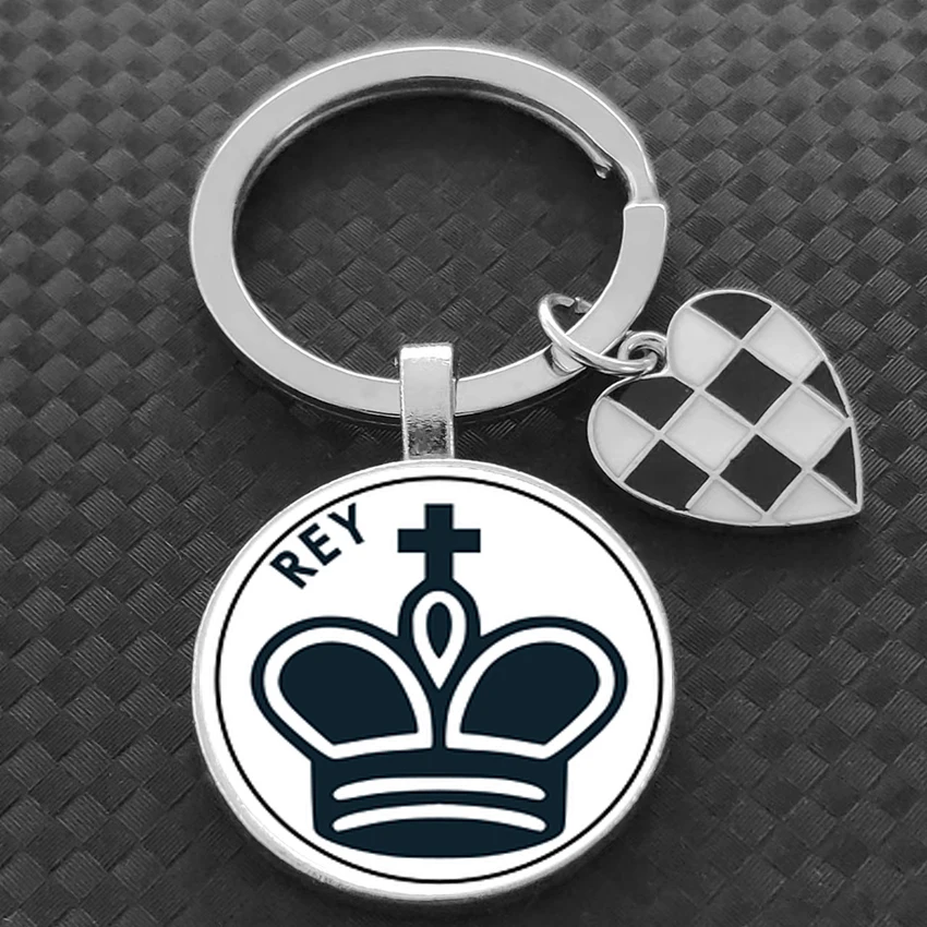 Spanish CHESS keychain international chess enthusiast keychain as a gift for friends Glass circular keychain