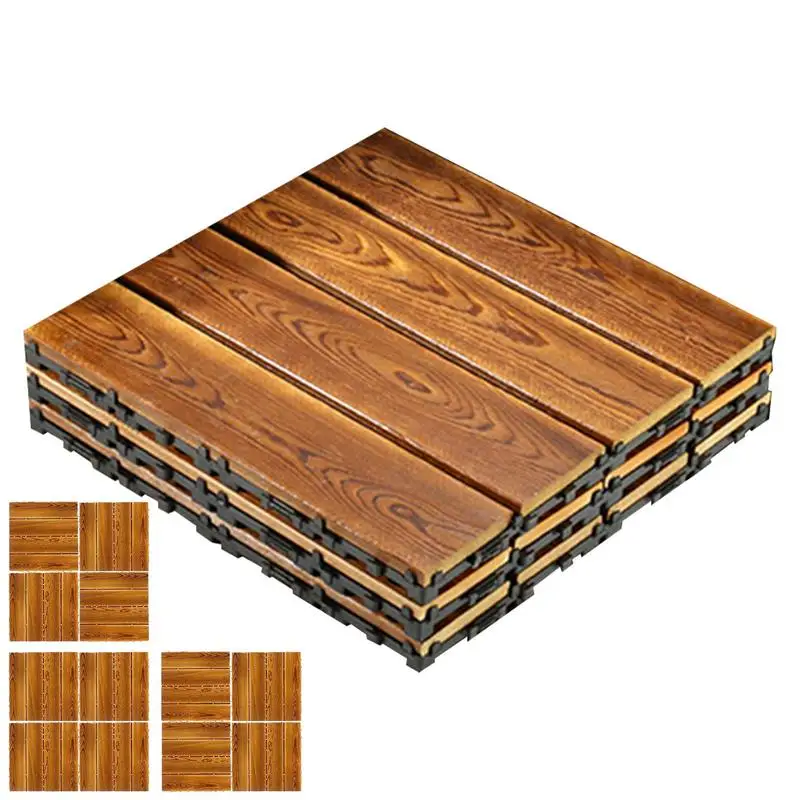 

Wood Patio Tiles 3pcs Wooden Patio Deck Tiles 12 X 12 Inch Non Slip Path Walkway Lawn Tiles Interlocking Outdoor Flooring For