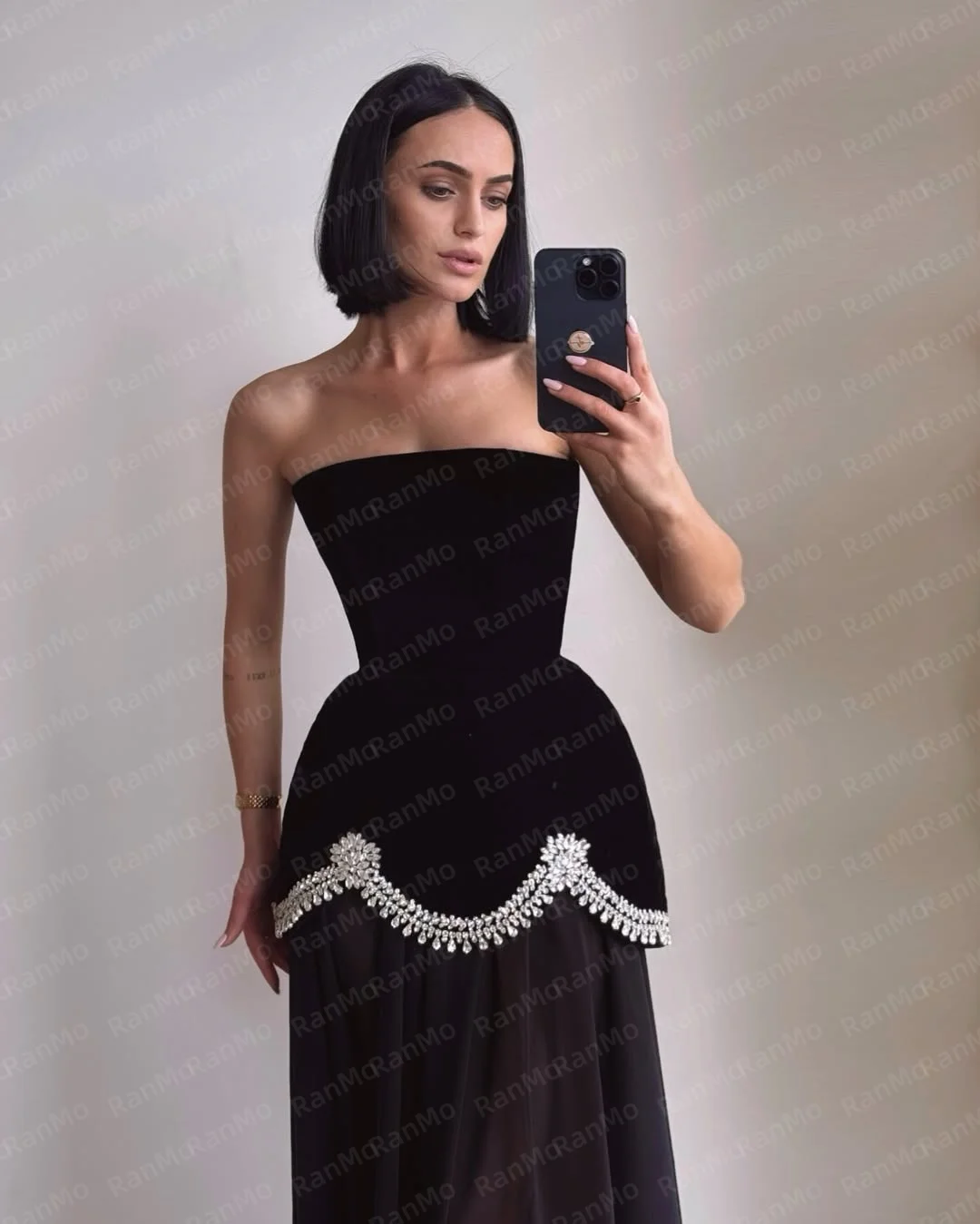 Sukienka wieczorowa Ranmo z brokatowymi dżetami, bez rękawów, krój syreny, plisowana, długa do podłogi, formalna suknia na przyjęcie, Vestidos De Fiesta, możliwość personalizacji.