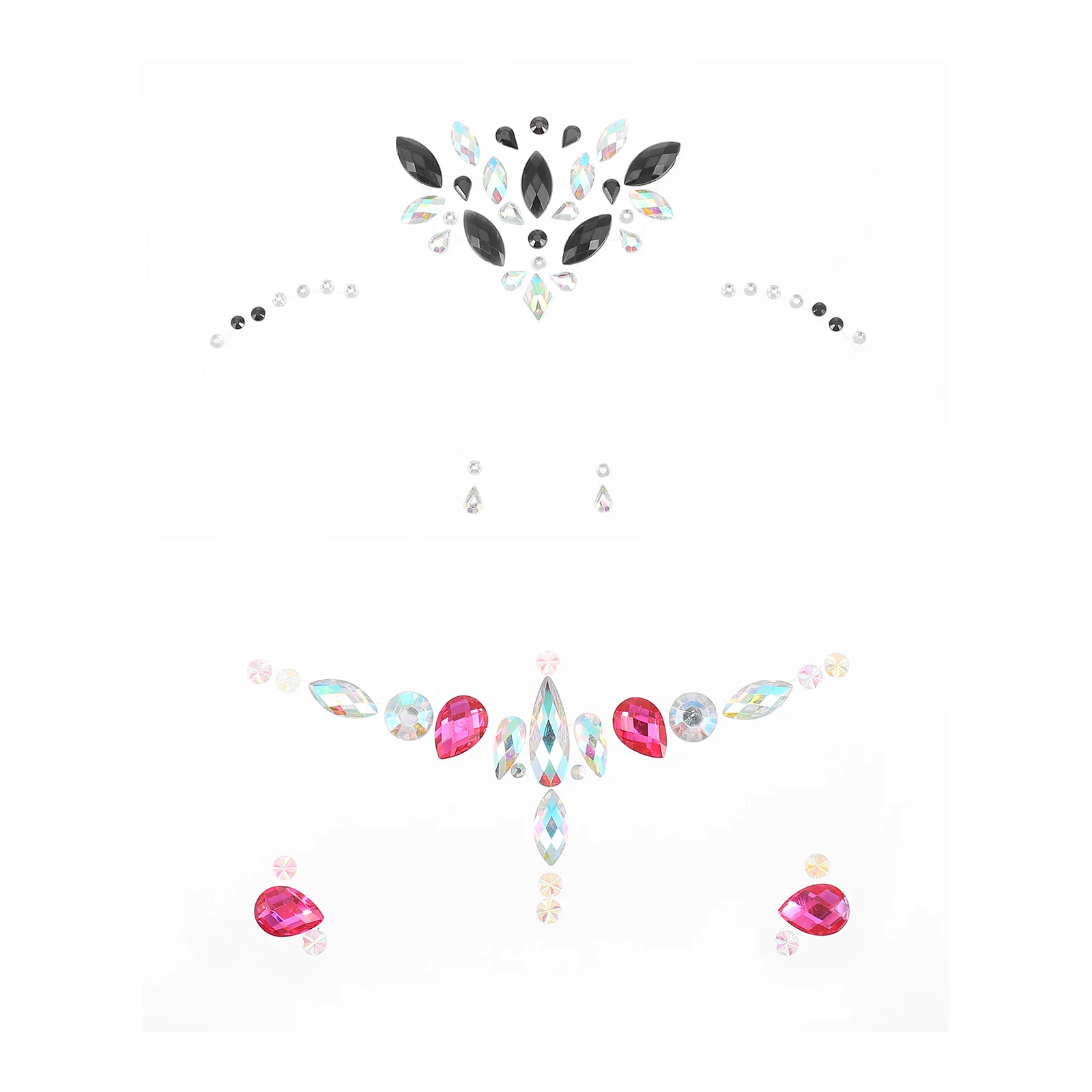 

2 Sheets Colorful Rhinestone Face Stickers Temporary Body Tattoos Gems Jewels Rave Accessories Safe Material Kids Adults