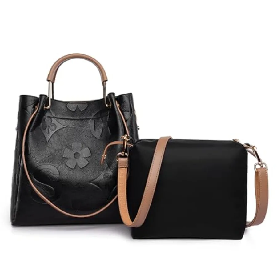 

Женские сумки с цветочным принтом - Набор сумок из тисненой кожи с верхней ручкой, большая сумка через плечо, дамская сумка-ведро, сумка-хобо, тоут