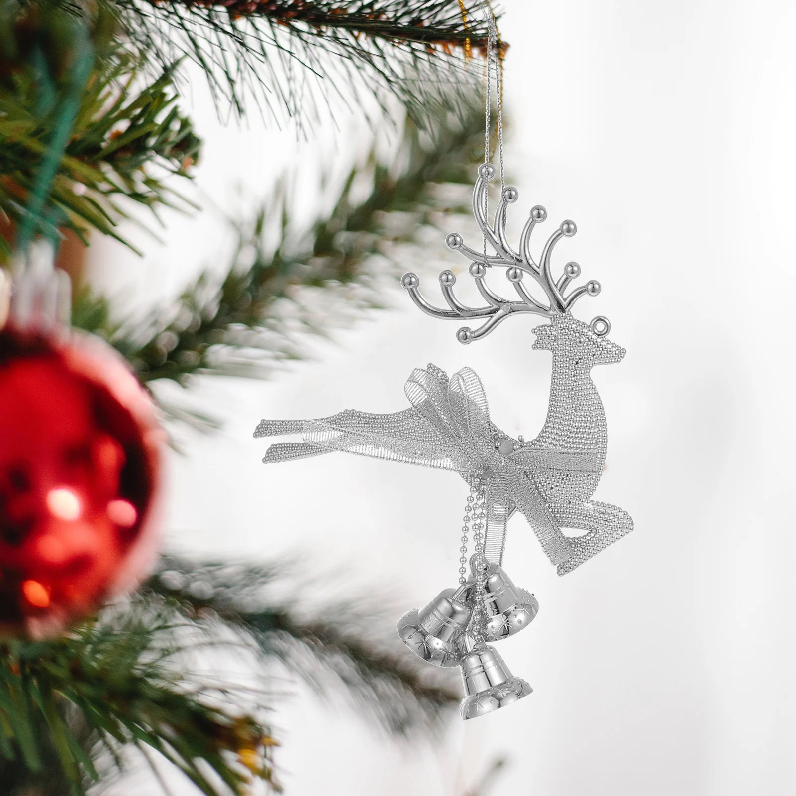 8pcs Lovely Christmas Hanging Ornament Stylish Elk Bell Pendant Festive Home Tree Party Decor Xmas Hanging Pendant Festival