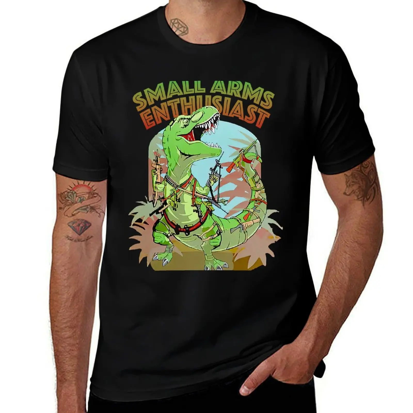 Small Arms Enthusiast Funny T-rex Dinosaur T-Shirt Work Short Sleeve Cotton Top T-Shirt