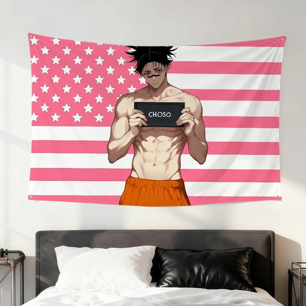 Anime-Fanart Choso Jujutsu Kaisen Rosa Flagge für Zuhause, Zimmer, Wohnheim, Camping, Party, Picknick, Dekoration, Geschenk, Banner, Garage, Wandbehang – Detail 9