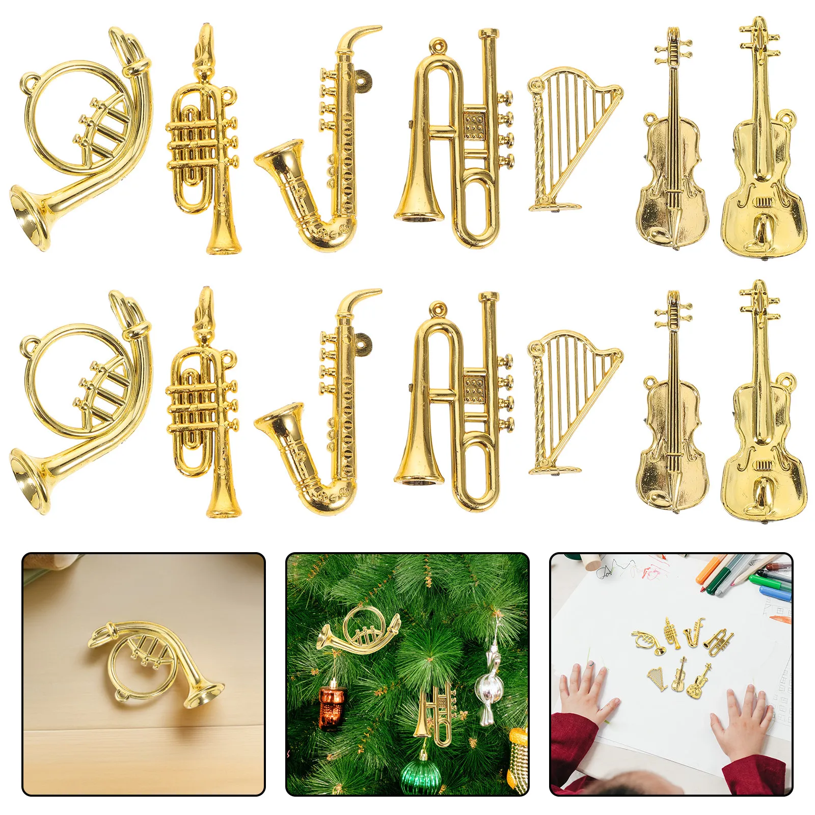 35Pcs Miniature Musical Instruments Set Versatile Guitar Violin Trumpet Miniature Collection for Dollhouse Decoration Music