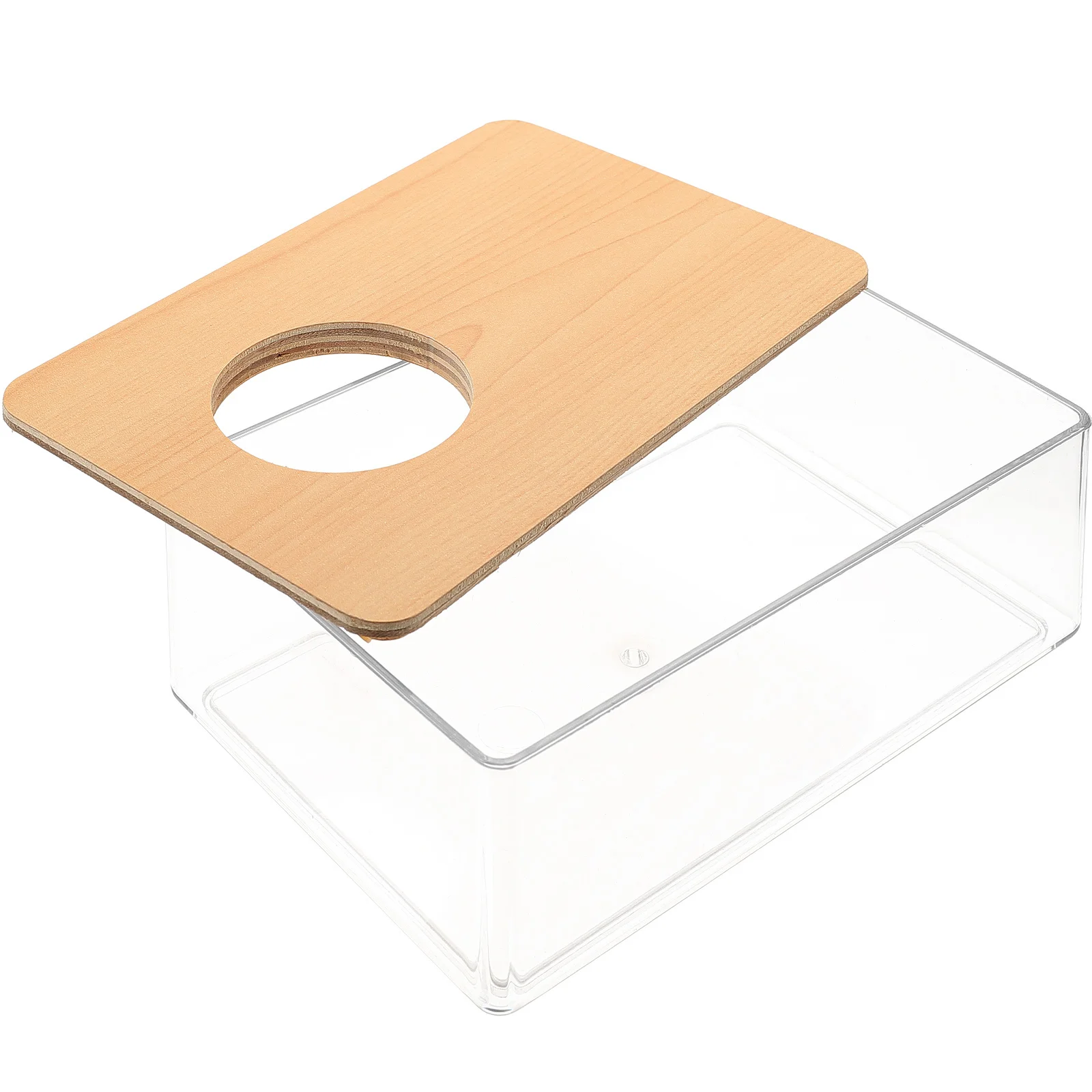 

Small Pet Transparent Hamster Sand Bath Box Acrylic Bathroom with Wooden Hole Cover for Hamster Chinchilla Mouse Reusable Sand