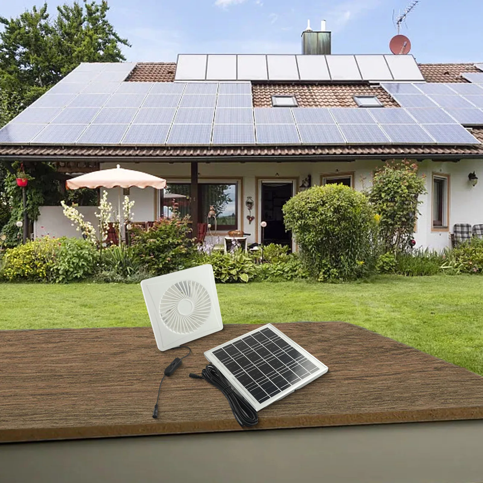 Solar 12V Air Vent For Sash Wall Fan Energy-saving Exhaust Air Blower High Speed With 240x240mm 8W Solar Panel Accessories