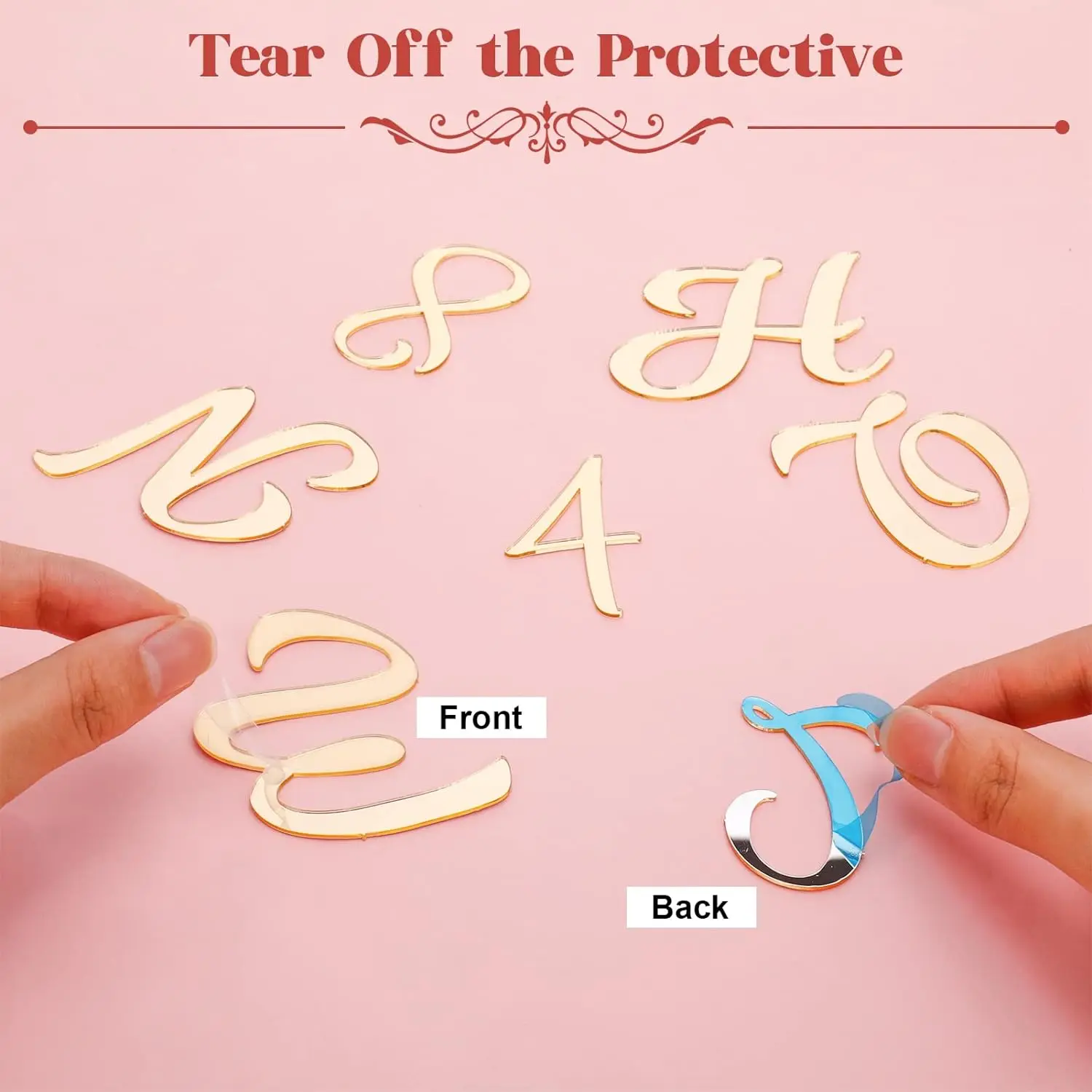 64Pcs Acrylic Cake Alphabet Numbers Topper, Mirror Number 0-9 and Alphabet A-Z Personalized Cake Picks Party Decor