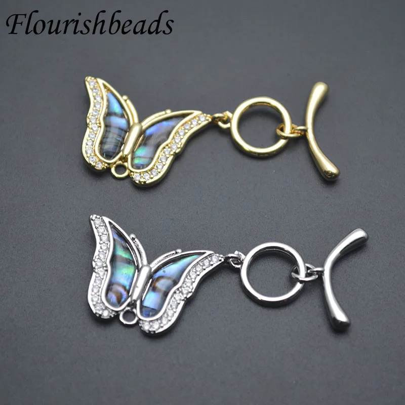 

10pcs/lot Natural Abalone Shell Butterfly OT Toggle Clasp Connector for DIY Necklace Making Accessories