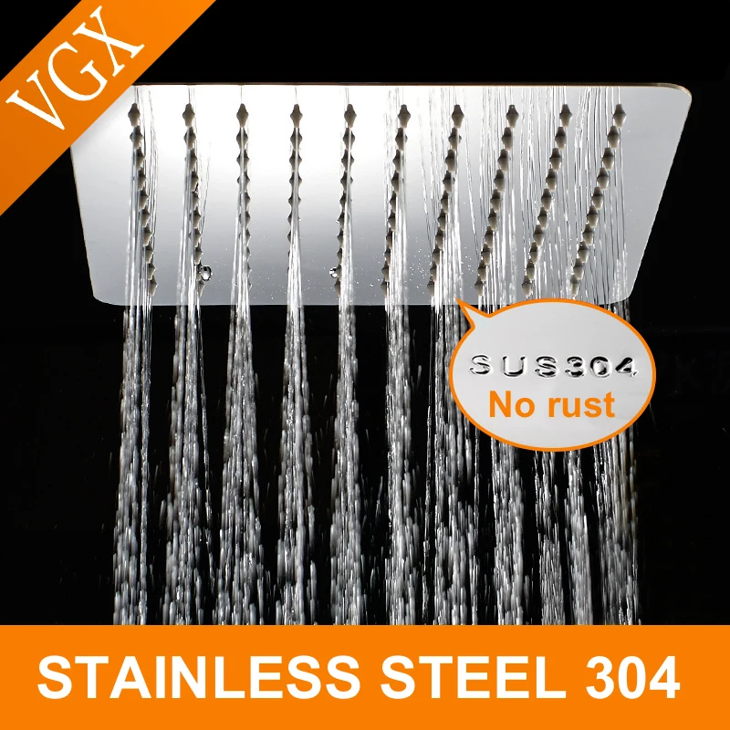 VGX Rainfall Shower Head 8/10/12inch 304 Stainless Steel Ultrathin Top Sprayer Hand Shower Heads for Bathroom Matte Black Hose