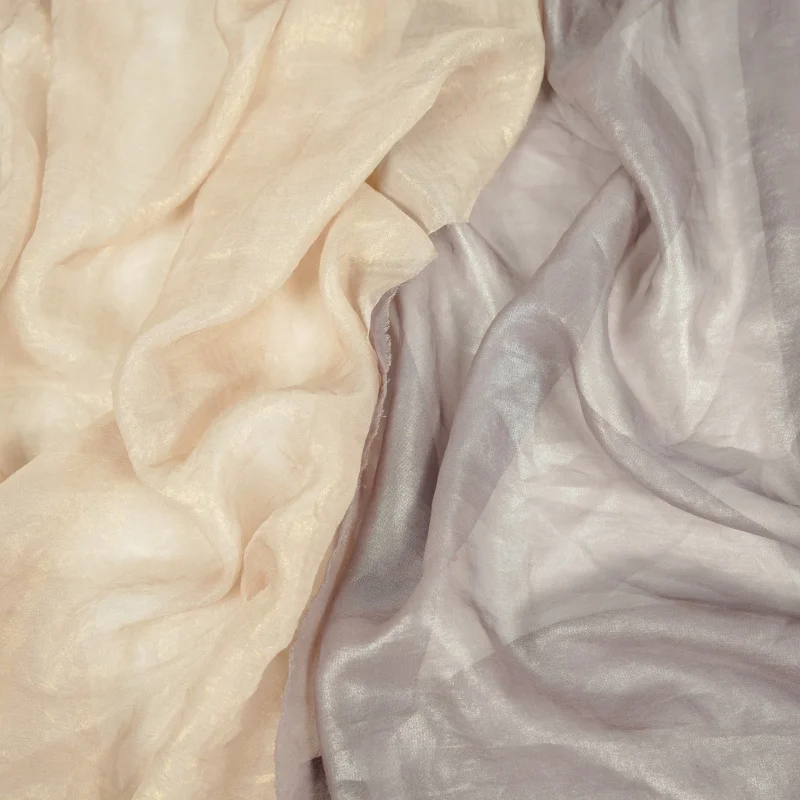 Soft and elegant Solid color Tencel fabric with pearlescent finish and glossy mesh texture for dresses, shirts, and Hanfu garmen