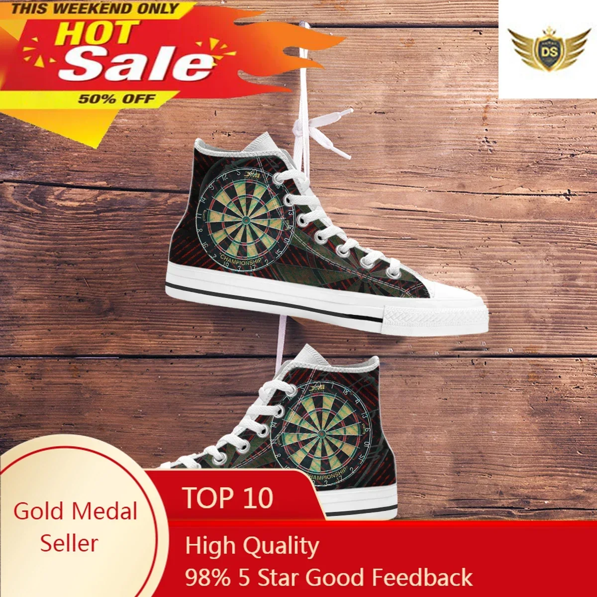 New High Top Canvas Shoes Men Outdoors Walking Popular Graffiti Shoes Classic Comfortable Printing Dart Board Sneakers