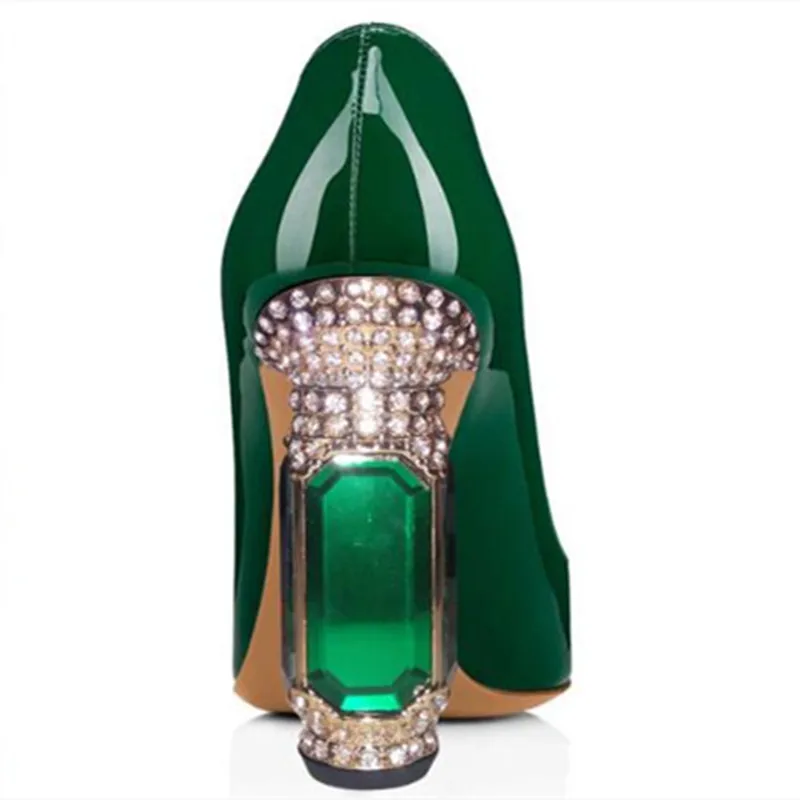 SHOFOO shoes Women\'s fashionable shoes. Pointed toe pumps. About 10 cm heel height. Green. Pointed shoes. Fashion show banquet