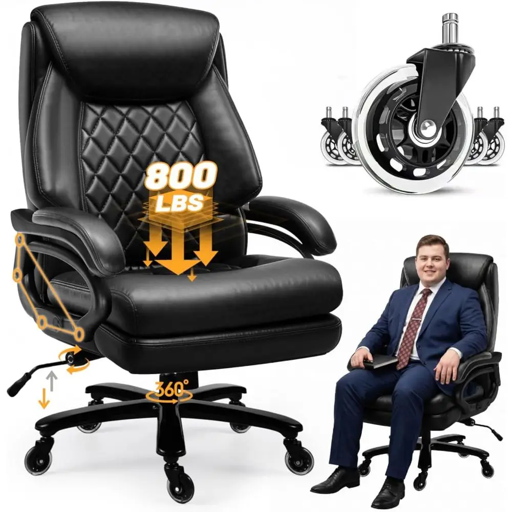 

Ergonomic Extra Wide Office Chair with Adjustable Lumbar Support for Long Hours, Suitable for Gaming and Home Office, Quiet Whee