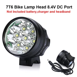 7T6 Led Bicycle Light Lamp Head DC Port MTB Bike Headlights Cycling Riding Front Floodlight Not Included Battery,Charger&Headban