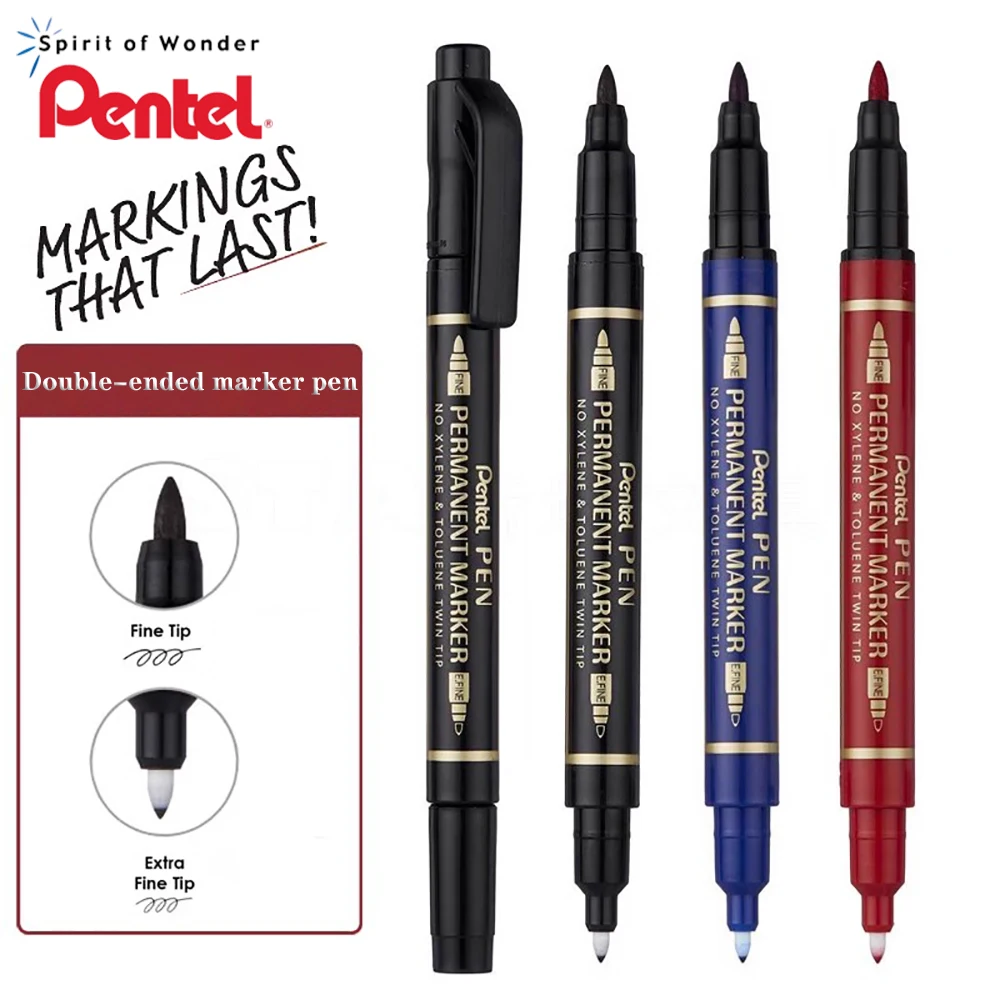 

6 шт., японский двуглавый маркер Pentel, ручка N75W, маслянистые маркеры, ручка-кисть 0,6-1,2 мм, школьные принадлежности, художественные канцелярские принадлежности