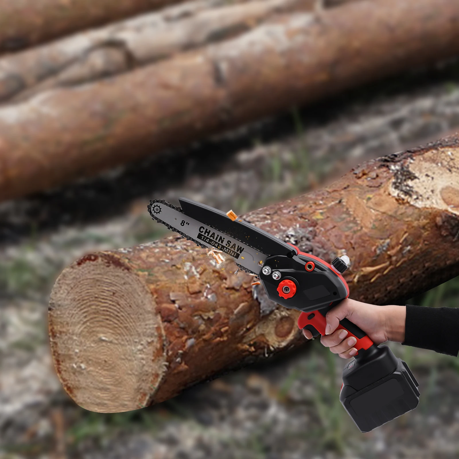 8Inch Mini Handheld Electric Chainsaw Cordless Chain Saw Wood Cutter Rechargeable
