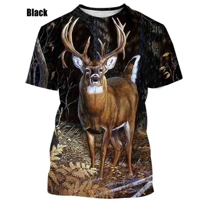 Summer Tops Men Women Elk Moose Deer Hunting Camouflage 3D All Over Printed Oversized Short Sleeve T Shirt Cool Clothing Tops