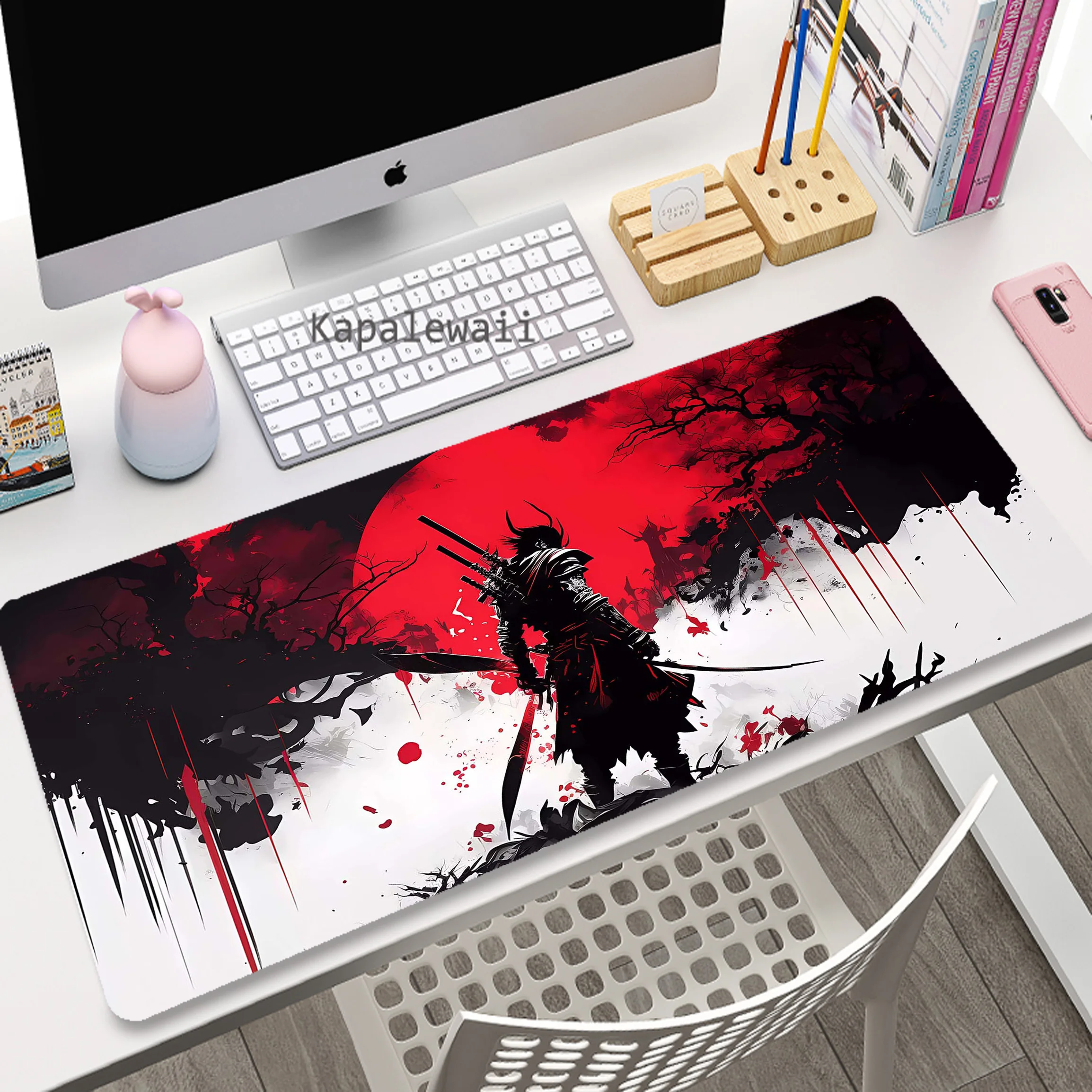 Stile giapponese cameriera guerriero Anime grande tappetino per Mouse Gamer Mousepad accessori per ufficio per tappetino da scrivania tappetini per tastiera da gioco 900x400mm