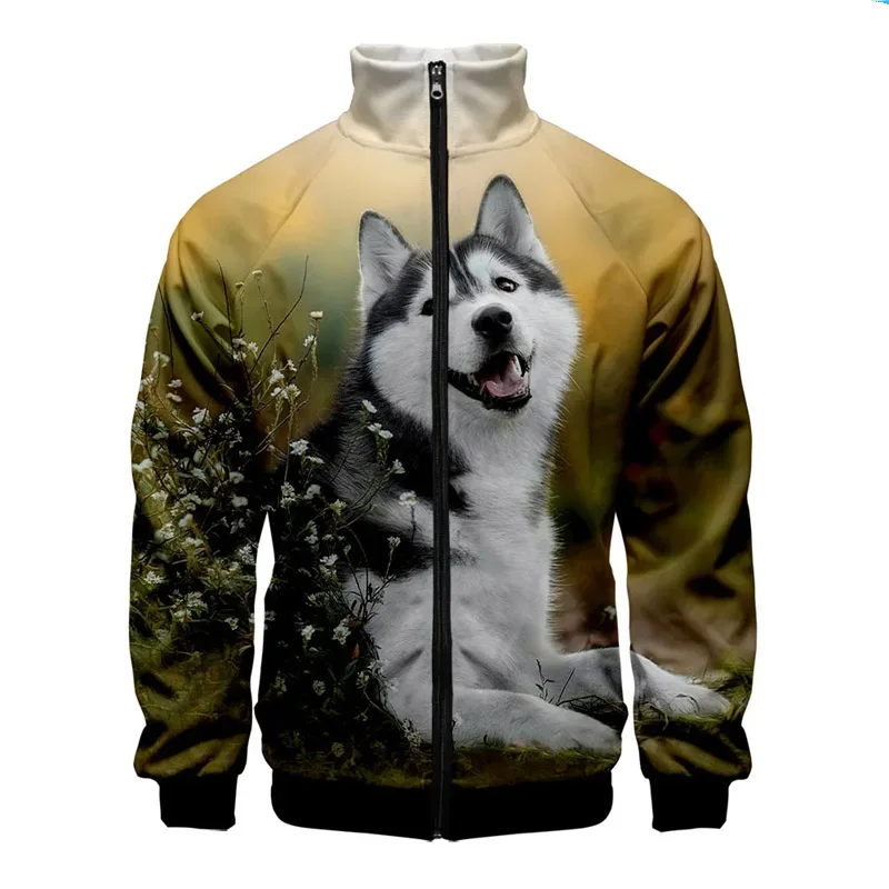 Animal Dog Husky 3D Print Women/Men Zipper Jacket Sweatshirt Streetwear Hip Hop Pullover Coat Jacket Male Casual Sportswear Tops