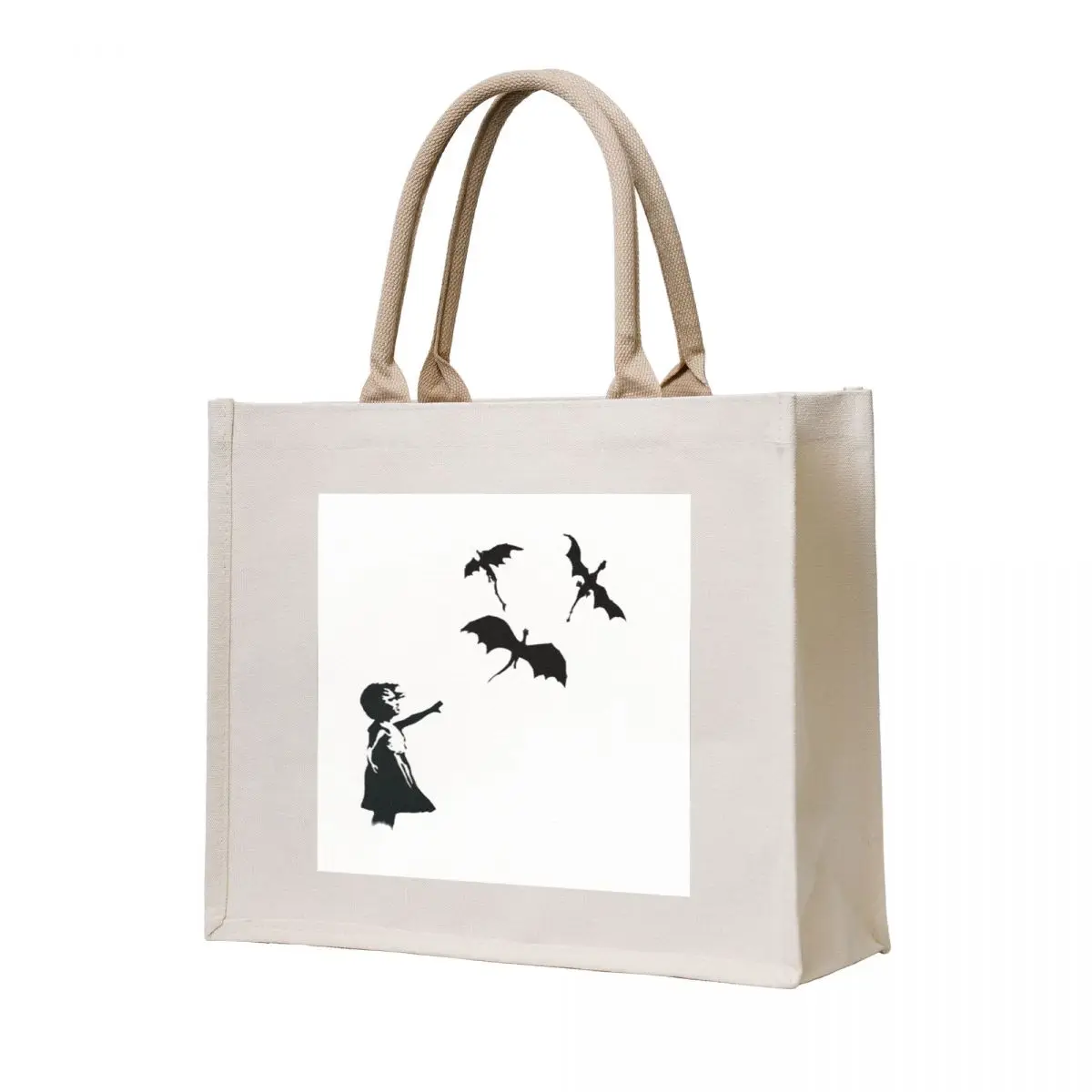 

Banksy's Girl With a Balloon/Dragon Tote Bag Big bag reusable shopping bag shopper bags for women female