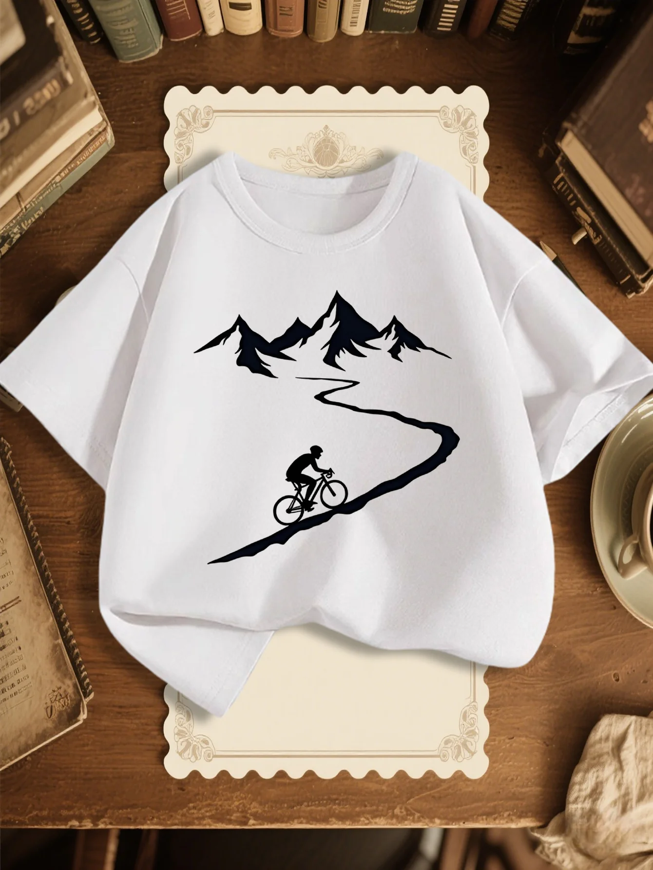 Parent Child T Shirt Mountain Peak Biker Curve Path Graphic Boys Girls Breathable Short Sleeve Nature Sports Kids Daily Tee