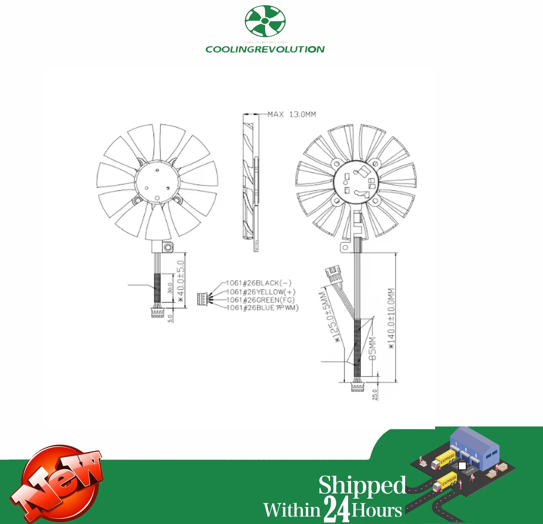 Wentylator chłodnicy 87 mm do karty graficznej ASUS GTX 1060 1070 Ti RX 470 570 580 Everflow T 129215 SU PLD09210S12HH 28mm Wentylatory chłodzące — zdjęcie 7