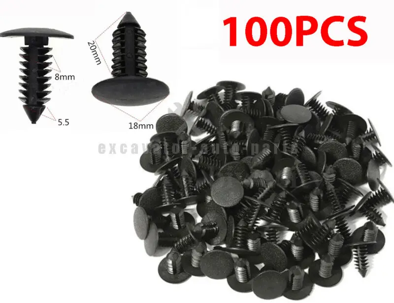 

100pcs Black Plastic Rivets Fasteners 8mm Dia Hole for Car Auto Bumper Fender Car Interior Replacement Parts