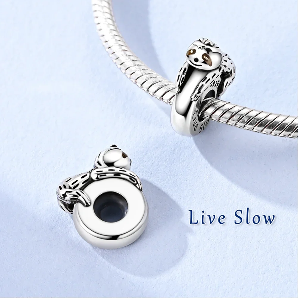 925 Silver Heart Shaped Cute Claw Sloth Four-leaf Clover Beads Cross Bible Charms Fit Original Bracelet for Women Jewelry Gift