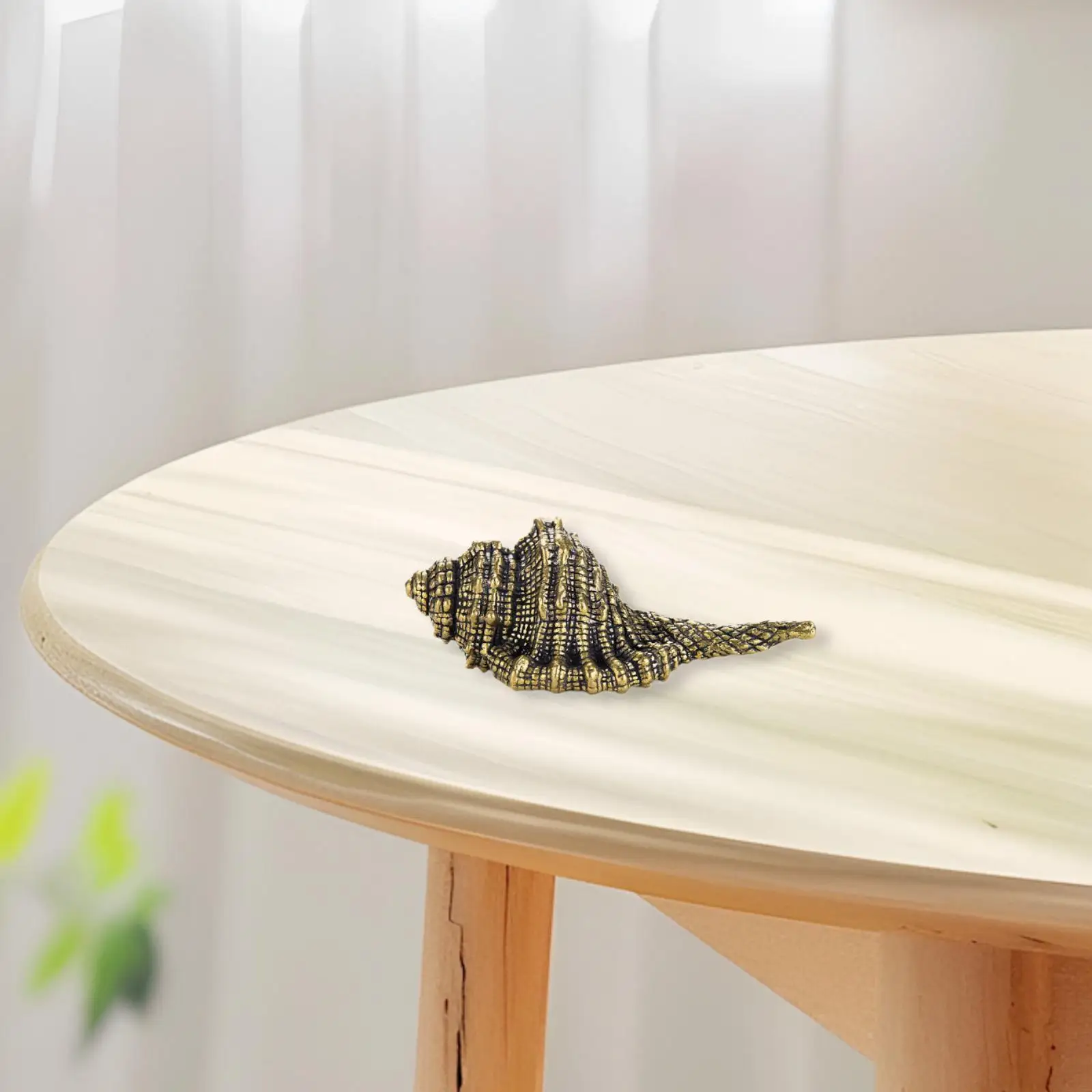 Brass Conch Tea Pet Decor Small Handcrafted 8.8cm Sea Animal Figurine Copper Crafts for Cabinets Car Desk Decoration Bedroom